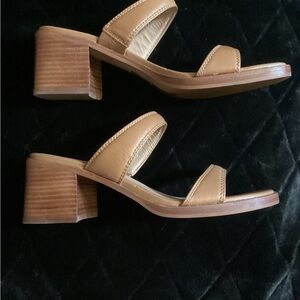 Madewell Tan Leather Block Heel Sandals
